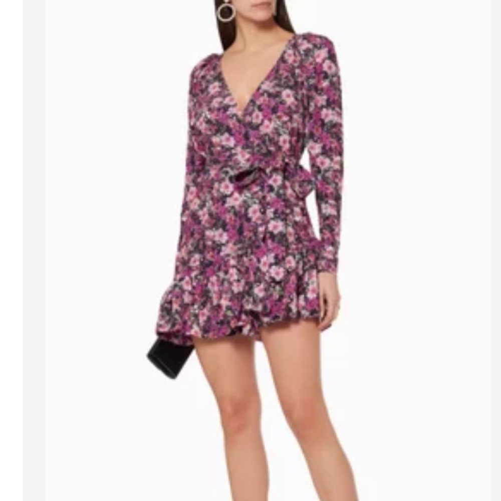 NWT ROTATE BY Birger Christensen Pink and Purple Floral Long Sleeve Dress 10